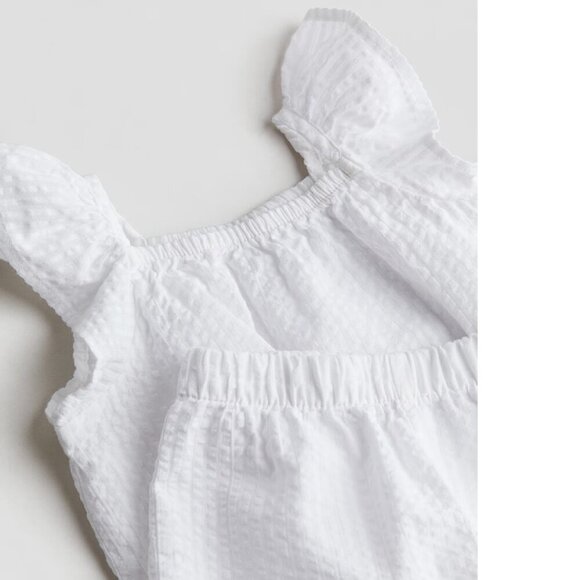 H&M 2-piece Set Top & Shorts White Baby 9-12M - Picture 2 of 7